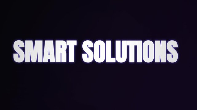 Smart Solutions bold text typography title background, corporate business strategy concept, minimalist black and white animated title card