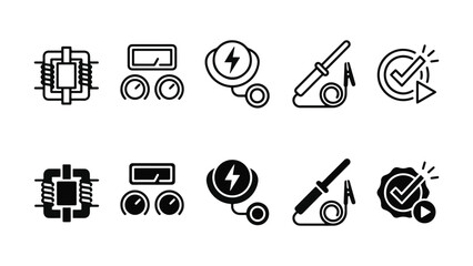 Fototapeta premium CRT Calibration Line and Solid Icon Pack For Electronics Repair | flyback, display, repair and electronics - Modern UI and Editable Vector Icons