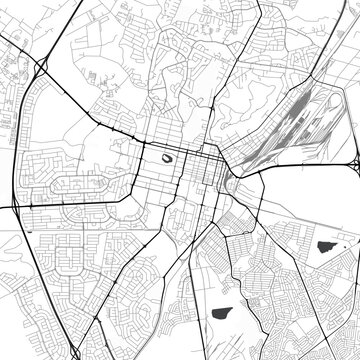 Minimal vector city map of Bloemfontein with streets, parks and road network