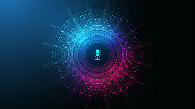 Voice assistant concept. Vector sound wave. Voice and sound recognition equalizer wave flow background. Personal assistant and voice recognition concept gradient vector illustration.
