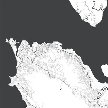 Minimal vector city map of Freetown with streets, districts and road network