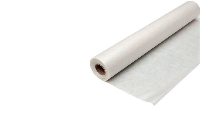 Rolled roll of white fabric linen material textile isolated on transparent background