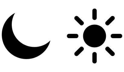Crescent moon and sun icons representing day and night with interface crescent astronomy contrast silhouette minimalist application © sultan