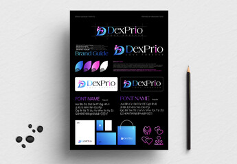 Brand Guidelines Template with Professional Logo and Visual Identity Layout