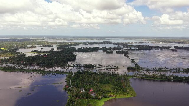 Aerial View of Veliyanad Road and Kerala Backwaters Alappuzha Kerala India