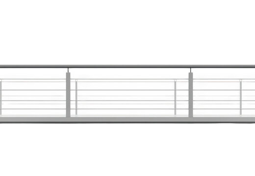 Modern glass balustrade with metal handrail on transparent background