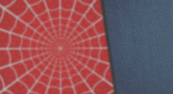 Abstract halftone dot pattern red and blue background