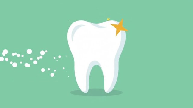Animation of a Tooth Being Cleaned by a Toothbrush for Dental Care