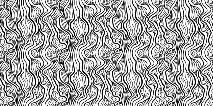 Abstract organic wavy lines pattern background. seamless nature foliage wave line background. Abstract wavy outline background.