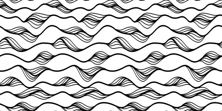 Abstract organic wavy lines pattern background. seamless nature foliage wave line background. Abstract wavy outline background.