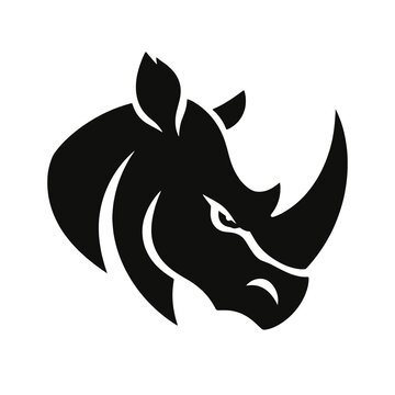 Abstract Black Rhino Head Silhouette