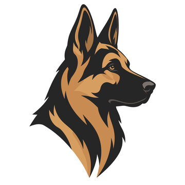 Elegant German Shepherd Profile Illustration in Black and Tan