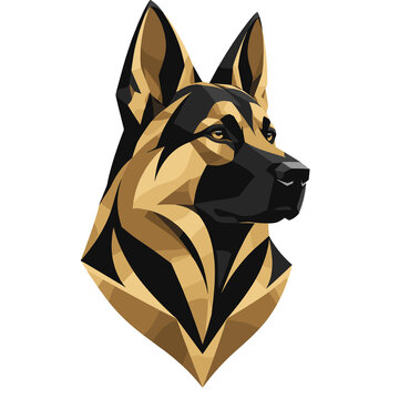 Geometric German Shepherd Portrait with Bold Black Tan Colors