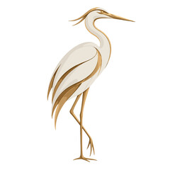 Obraz premium Elegant White Heron Standing Tall with Golden Accents