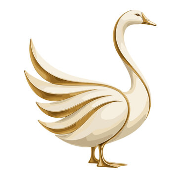 Elegant White Goose Standing on White Background