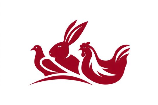 Farm animals group logo featuring rabbit chicken dove