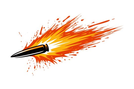 Bullet flying at high speed creating fire explosion