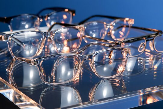 Assorted clear frame prescription glasses eyewear selection