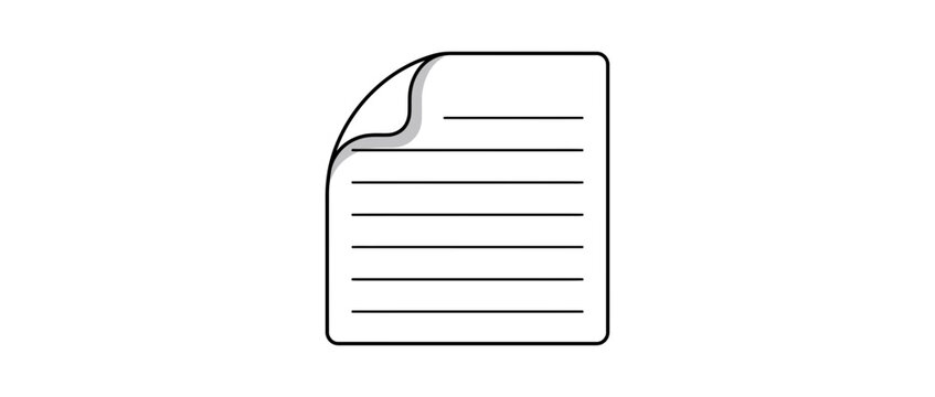 Isolated document icon with lines and shadow