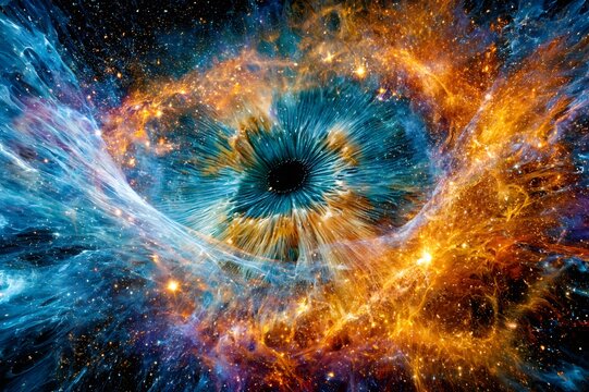 Cosmic eye creating universe with stars and nebula