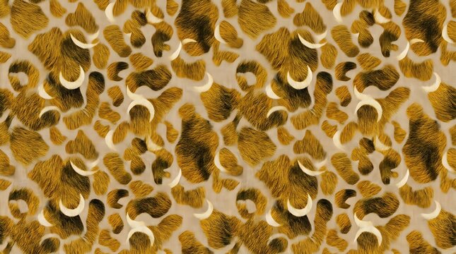 seamless repeating Malayan sun bear Helarctos malayanus textile pattern with mustard yellow color