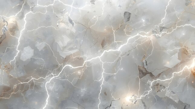 Abstract white marble texture background with electric lightning bolts
