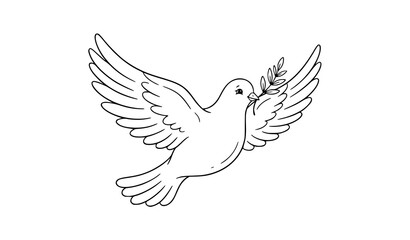Obraz premium Dove of Peace with Olive Branch Hand Drawn Vector Illustration