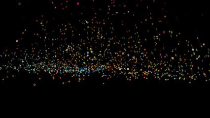 Rainbow sparkles drift across a deep black canvas. Soft. The motion suggests celebration or wonder © KerXing