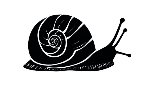 Snail silhouette featuring intricate spiral shell patterns against a clean white background showcases the smooth curves and detailed organic textures.