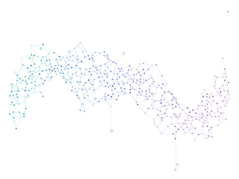 Complex digital network map with glowing nodes and connecting lines