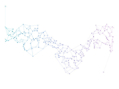 Abstract digital network map showing interconnected blue and purple data nodes