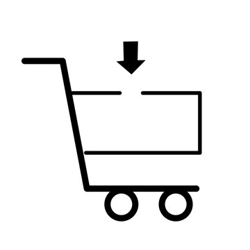 Add to Cart Icon  Shopping Cart with Down Arrow Vector Illustration ecommerce icons