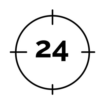 24 Hours Target Scope Icon  24/7 Availability and Target Symbol Vector ecommerce icons