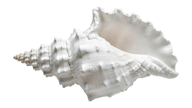 White conch seashell ocean sea shell isolated on transparent background beach PNG element