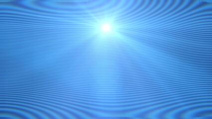 Fototapeta premium Bright sun shines through blue rippling lines. Ripples create mesmerizing motion and depth