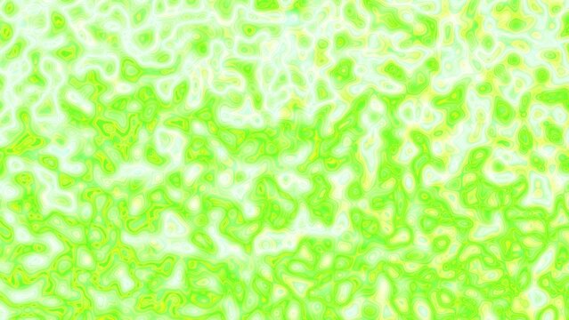 Vibrant green swirls pulse across a soft, glowing background. Abstract shapes flow like energy