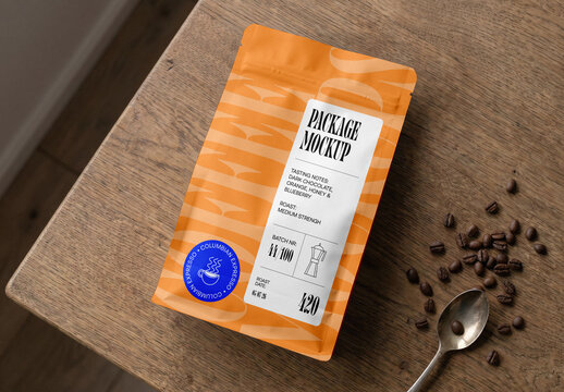 Lying Coffee Bag Mockup