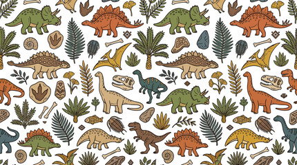 Cute Dinosaur Pattern Seamless Illustration © ifanti