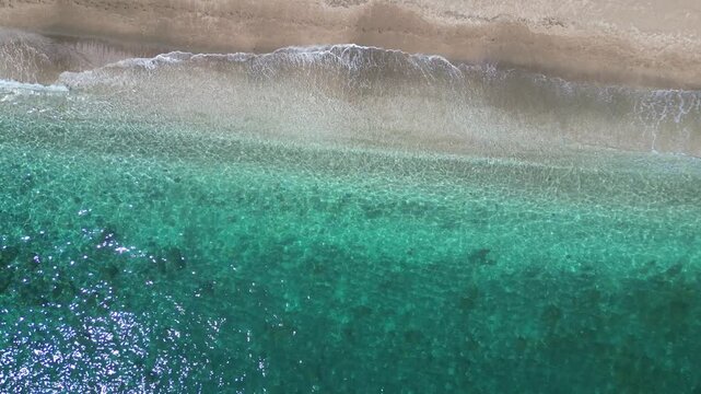 Bird's Eye View of Paleochori Beach Shoreline Milos Greece