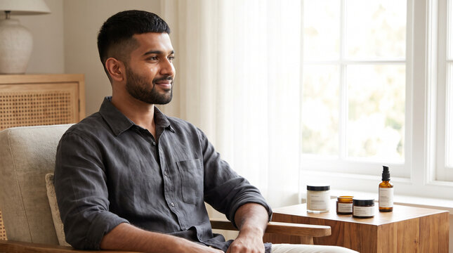 Morning Lifestyle Grooming of Young Indian Man 