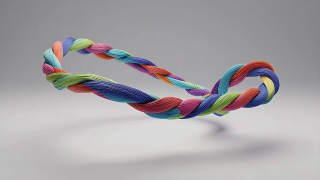 Colorful Twisted Rope Floating in Air