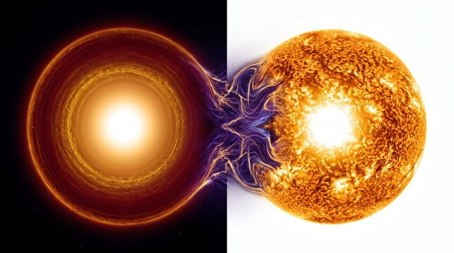 Glowing Golden Energy Spheres Connected by Electromagnetic Plasma Fields