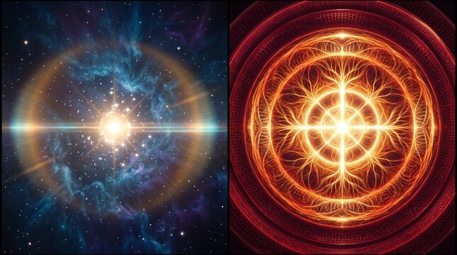 Abstract Solar Energy Connection with Glowing Golden Spheres and Plasma Waves