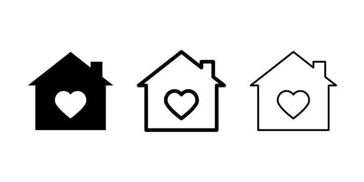 Love house icon set, home sweet home symbols