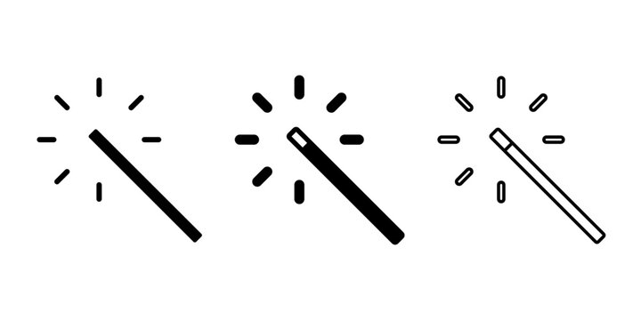 Magic wand vector icons set