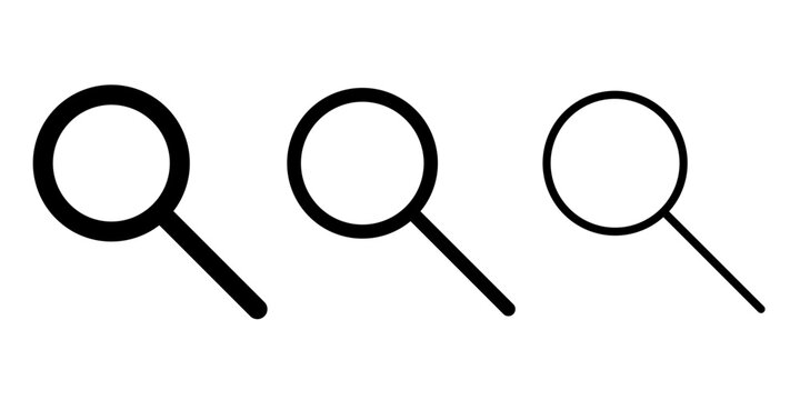 Magnifying glass icons with different line weights