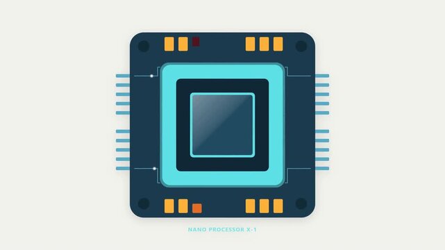 Minimalist Animated Nano Processor Chip Graphic