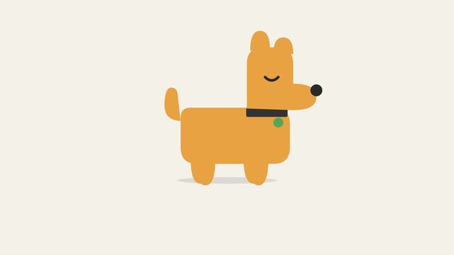 Cute Animated Dog Walking Loop Flat Vector Style
