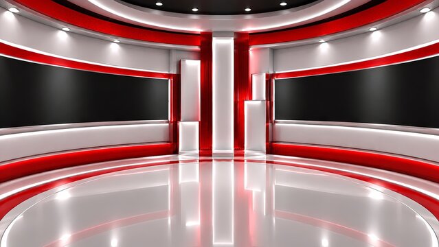 Tv Studio. Red studio. Backdrop for TV shows .TV on wall. News studio. The perfect backdrop for any green screen or chroma key video or photo production. 