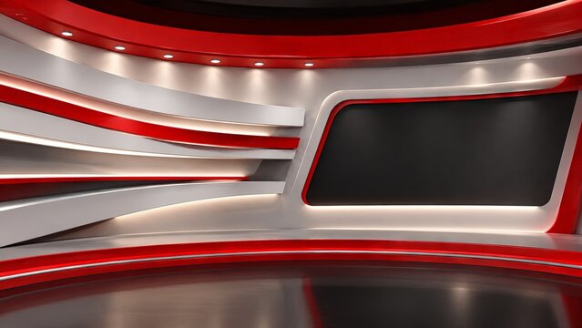 Tv Studio. Red studio. Backdrop for TV shows .TV on wall. News studio. The perfect backdrop for any green screen or chroma key video or photo production. 